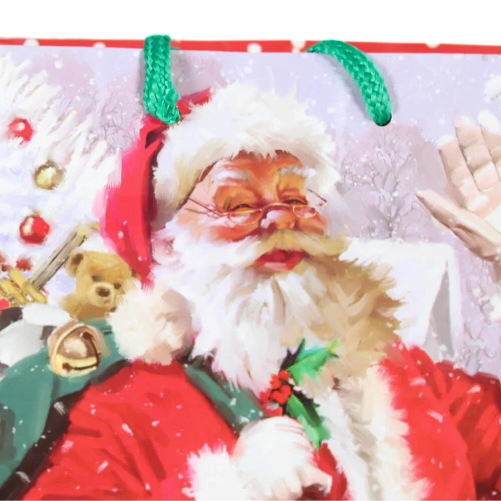 Set of 2 Used Christmas Gift Bags Santa Snowman Reusable Crafting Scrapbooking